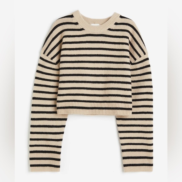H&M Beige Striped Short Sweater - Picture 1 of 6